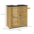 Mobile Sottolavello da Bagno 60,5x30,5x69,5 cm 2 Ante a Doghe Porta Asciugamani e Intaglio a U Legno e Nero 