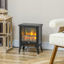 Camino Elettrico da Pavimento 1800W con Fiamma a 3 Intensità 36x21x47 cm Nero 