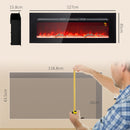 Camino Elettrico da Parete 1800W con Telecomando e Display LCD 127x15,8x45 cm Nero 