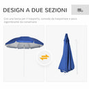 Ombrellone da Spiaggia Inclinabile con Tendine Laterali Ø191x211 cm in Poliestere e Acciaio Blu e Bianco  
