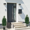 Set 2 Piante Finte di Cedro in PE con Vaso di Plastica PP 38x12,5x90 cm in Acciaio e Cemento Verde