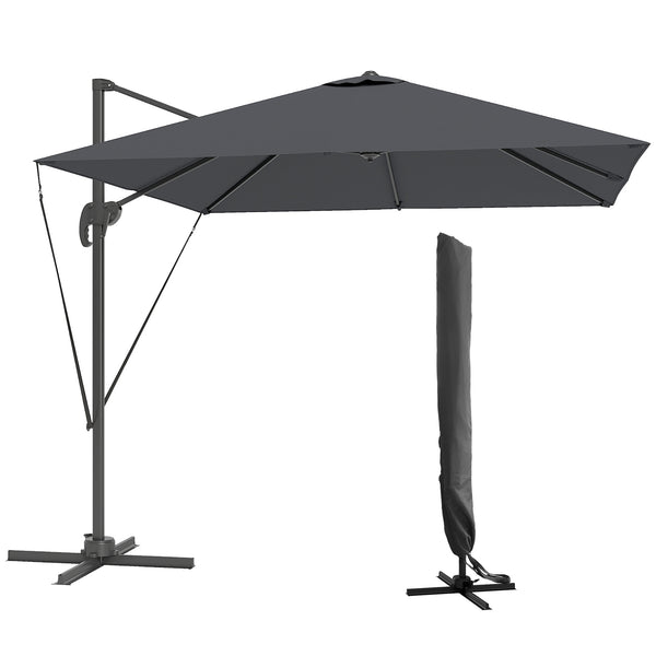 Ombrellone da Giardino a Braccio 244x244x255 cm Girevole a 360° Grigio Scuro acquista