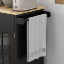 Carrello da Cucina con Cassetto Armadietto e Portasciugamani 67x48x86,5 cm in Legno Nero e Rovere  