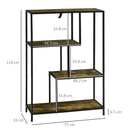 Libreria Moderna 4 Ripiani 83x34x180 cm  in Legno e Metallo Marrone