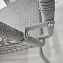 Set da Giardino 3 Pezzi in Stile Boho Divano 2 Posti Chaise Longue e Tavolino in Rattan PE Grigio Chiaro  