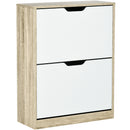Scarpiera Slim Salvaspazio 2 Cassetti a Ribalta 8 Paisa di Scarpe 62,5x26x81 cm Legno e Bianco 