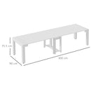 Tavolo Allungabile 45-300x90x75,5 cm Max 6 Persone in Metallo e MDF Bianco