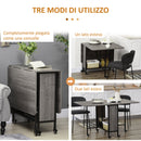Tavolo Salvaspazio Pieghevole a 2 Ribalte per 6 Persone 130x80x74 cm Grigio 