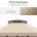 Gazebo da Giardino 4x4m con Tende in Acciaio e Poliestere Marrone