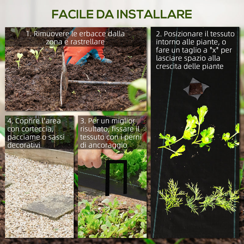 Telo Pacciamatura da Giardino 2x25m in Polipropilene Nero