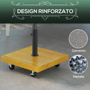 Base per Ombrellone 45x45x36,5 cm da 25 kg con Ruote in Metallo e Cemento Effetto Legno   