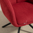 Poltrona da Salotto Girevole con Seduta Imbottita in Tessuto Bouclé Rosso Vino 
