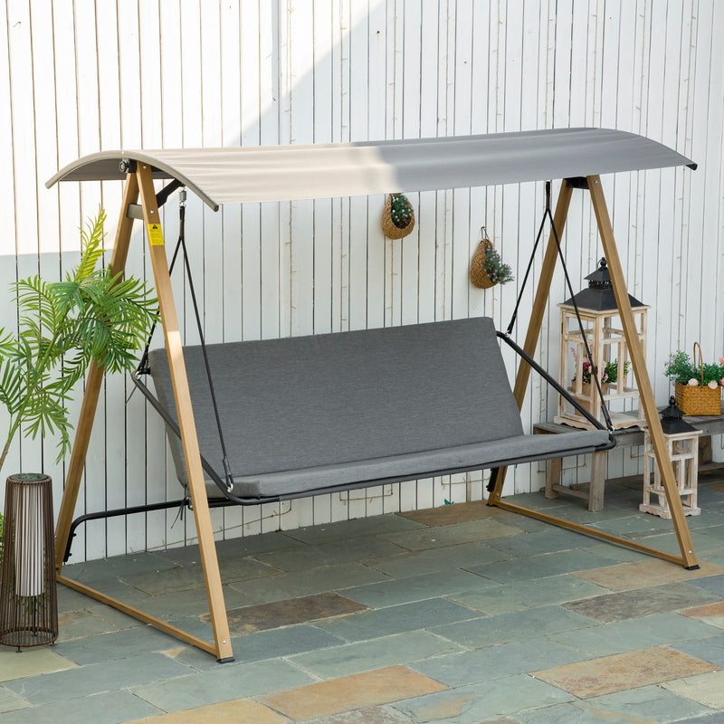 Dondolo 3 Posti da Giardino 224x133x173 cm in Acciaio Grigio