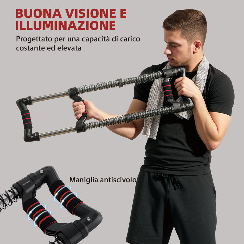 Power Twister Estensore per Pettorali a 4 Molle con Resistenza da 10 a 80 kg in Acciaio Inox Nero   
