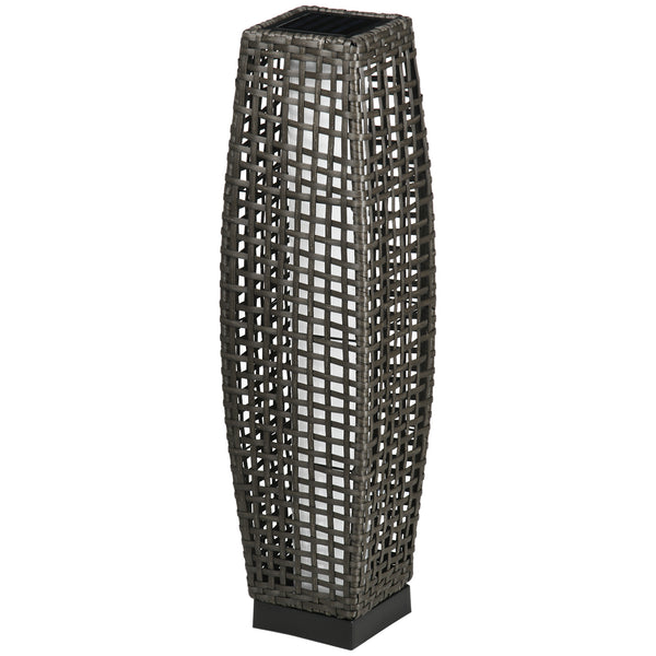 sconto Lampada Solare da Giardino con Pannello di Ricarica 21x21x78 cm in Acciaio e Rattan Nero e Grigio