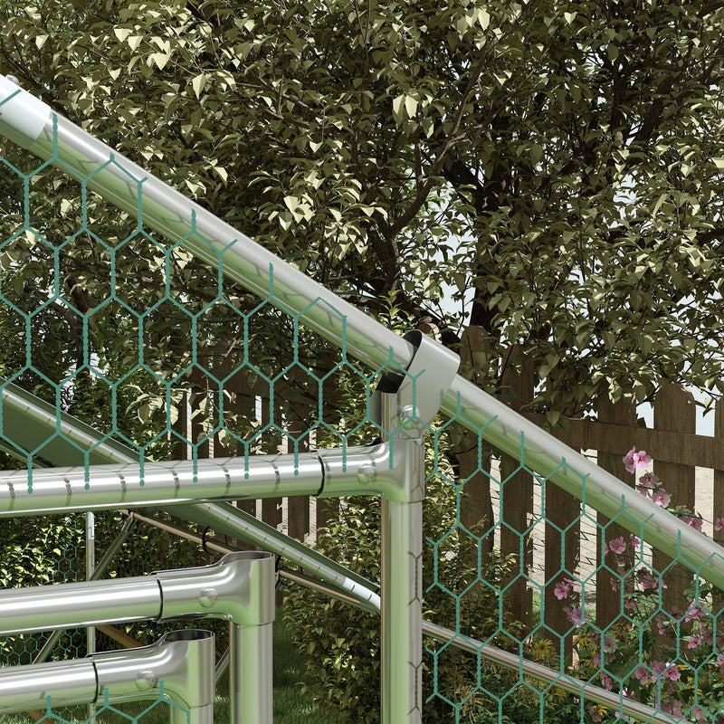 Recinto per Galline da 12 mq 300x400x195 cm per 12-18 Animali con Tetto Impermeabile Mangiatoia e Posatoio Argento  