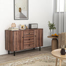 Credenza 2 Ante 3 Cassetti 127x40x76 cm in Legno e Truciolato Marrone e Nero