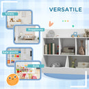 Mobile Portagiochi per Bambini a 3 Livelli con 5 Scomparti 91,5x43x79 cm in Legno Bianco