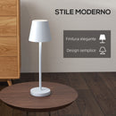 Lampada da Tavolo Portatile Ø11,2x36,5 cm in Acrilico e Metallo Grigio