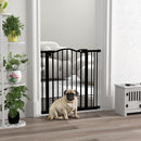 Cancelletto per Cani Estensibile 74-87x78 cm con 2 Blocchi e Chiusura Automatica in Metallo e Plastica Nero  