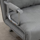 Divano Letto Singolo con Seduta Regolabile in 5 Posizioni 105x80x78 cm in Finta Pelle Grigio Chiaro  