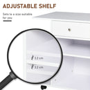 Mobiletto per Stampante con 4 Ruote Mensola Regolabile e Piano per CPU  in Legno Bianco