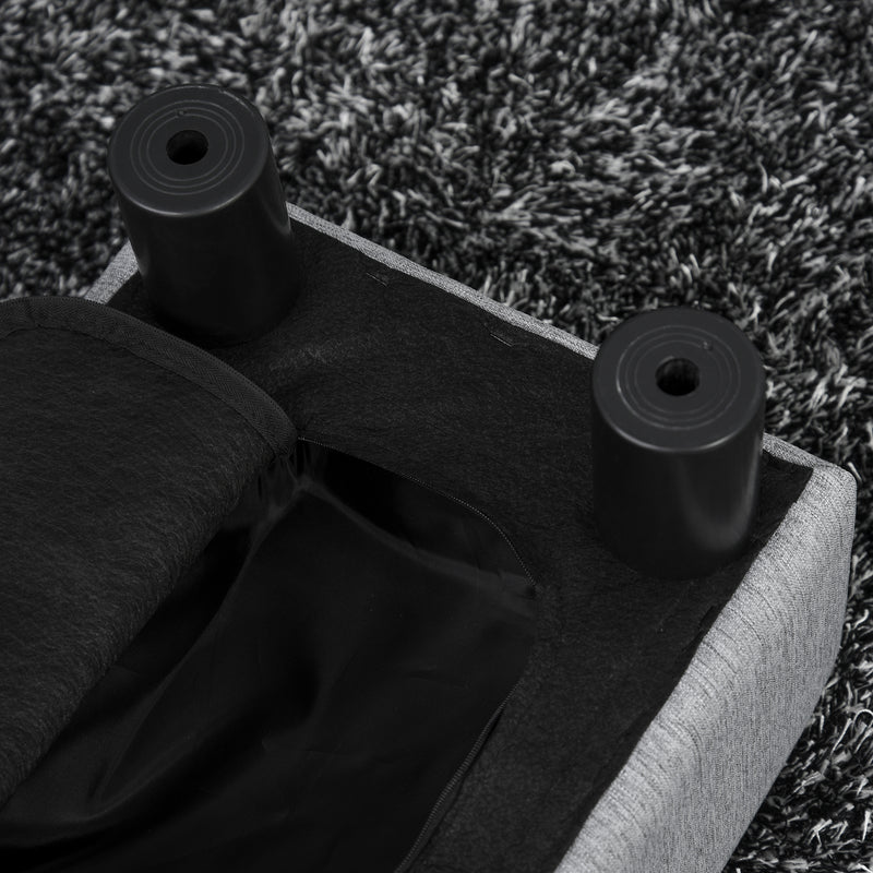 Pouf Poggiapiedi Imbottito 40x30x24 cm in Tessuto Effetto Lino Grigio