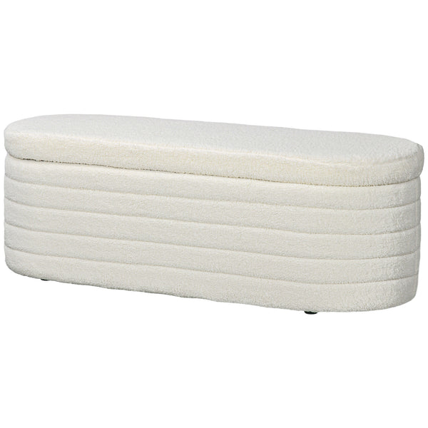 Panca Fondoletto con Vano Contenitore 116x41x40,5 cm in Tessuto Teddy Crema sconto