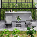 Set  3 Pezzi da Esterno con Divano Angolare 5 Posti Convertibile e Tavolino da Esterno Grigio e Nero   