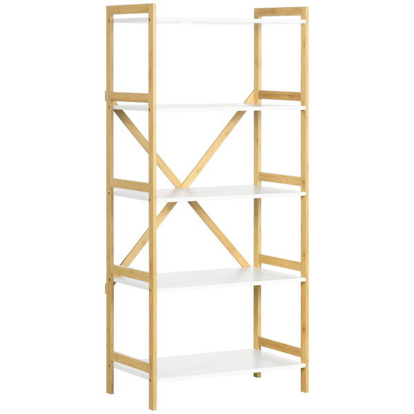 Etagère 5 Niveaux 70x37,5x150 cm en Bambou et MDF Blanc online
