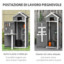Casetta Box da Giardino Porta Attrezzi 78x52,5x182 cm con Ripiano Rimovibile e Tavolo da Lavoro in Abete  Grigia