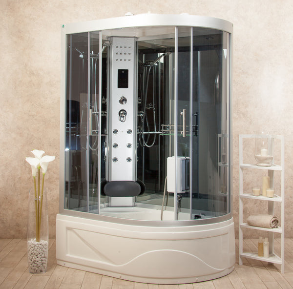 Cabine de douche Baignoire d'hydromassage Sauna et bain turc Entrée à gauche 130x85cm Vorich Florence acquista