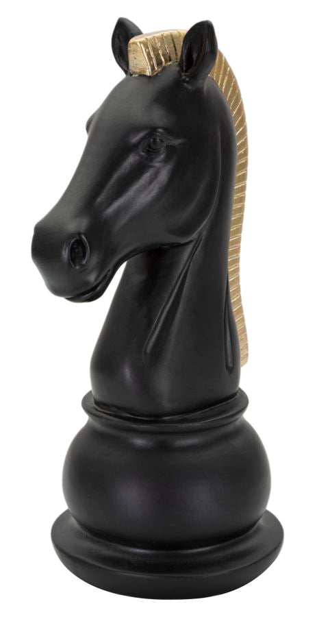 Statua Cavallo Nero e Oro 10,5x8,5x19 cm in Poliresina-2