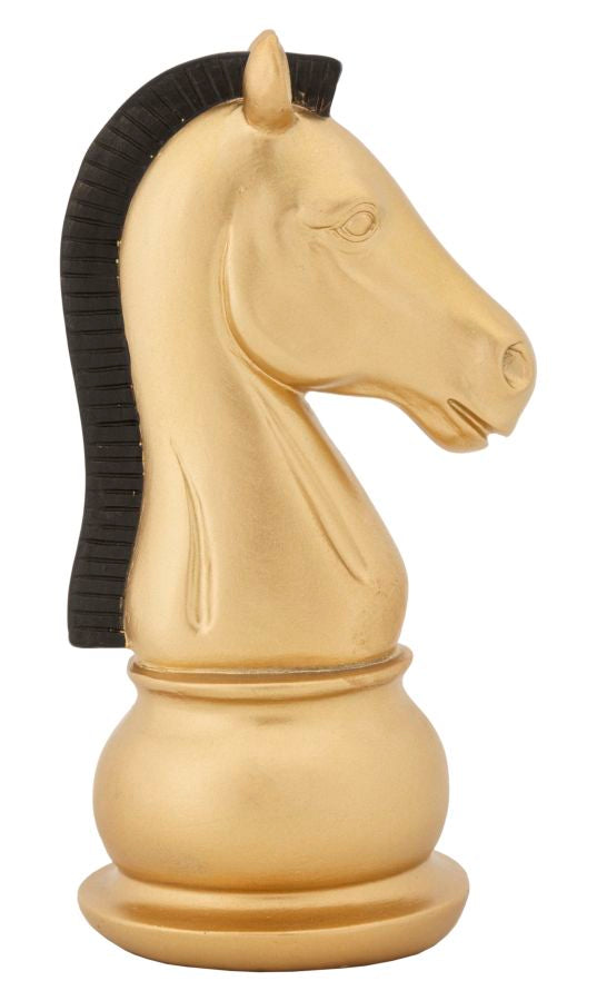 Statua Cavallo Oro e Nero 10,5x8,5x19 cm in Poliresina-1