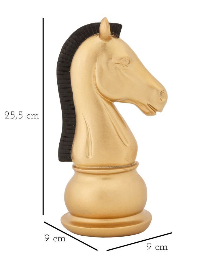 Statua Cavallo Oro e Nero 10,5x8,5x19 cm in Poliresina-7