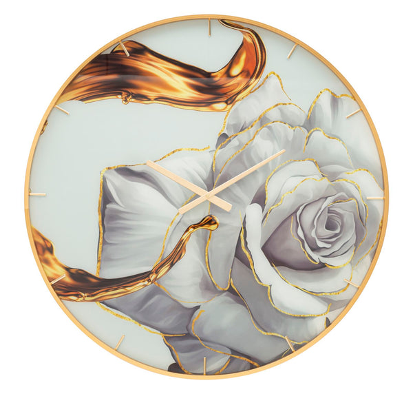Horloge murale Rose 5x80x5 cm en verre MDF et métal multicolore sconto