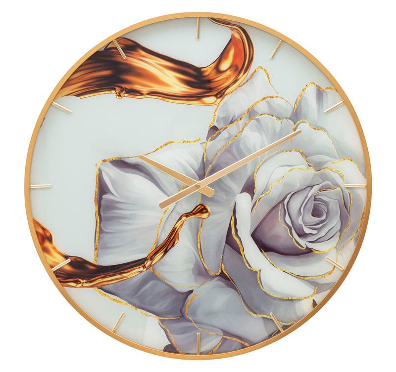 Orologio da Parete Rose 5x60x5 cm in Vetro MDF e Metallo Multicolor-1