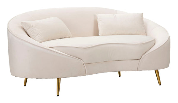 Canapé 2 places Oslo avec coussins 148x68x84 cm en polyester crème/doré sconto