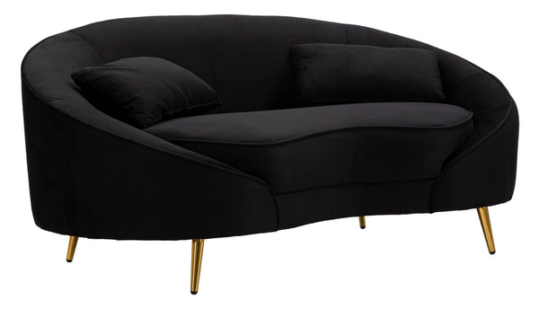Canapé 2 places Oslo avec coussins noirs 148x68x84 cm en polyester noir/doré online