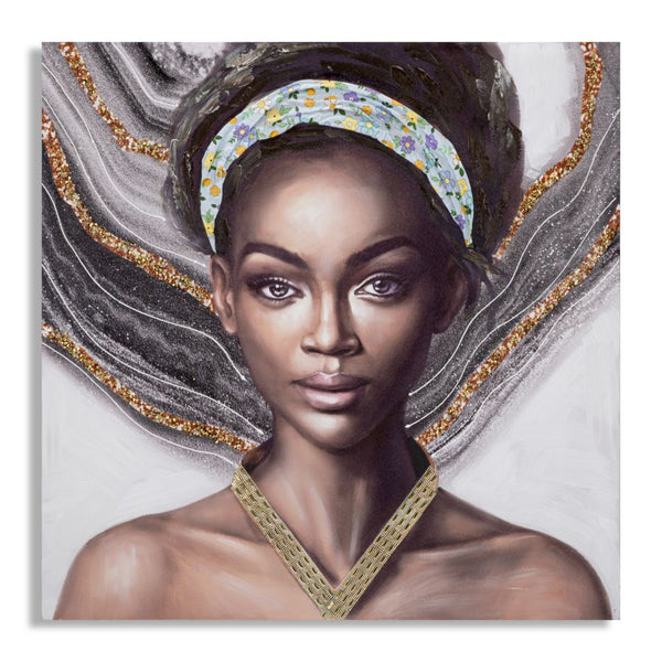 Dipinto su Tela Naomi 100x100x3 cm Cornice in Legno di Pino Multicolor online