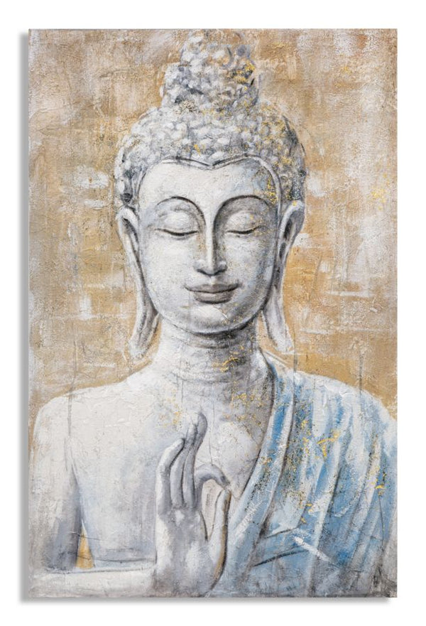 prezzo Peinture sur toile Bouddha Lumière 80x120x3 cm Cadre en Bois de Pin Multicolore