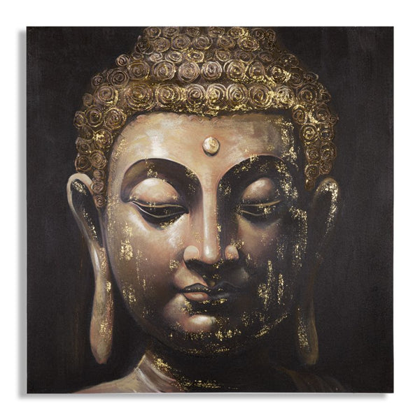 Peinture sur toile Bouddha 100x100x3 cm cadre en bois de pin multicolore sconto