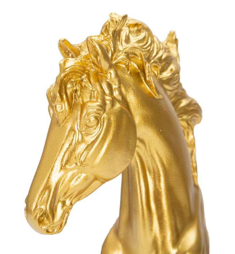 Cavallo da Scacchi 14x27x11 cm in Poliresina Oro/Nero-5