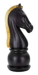 Cavallo da Scacchi 18,5x50x18,5 cm in Poliresina Nero/Oro-1