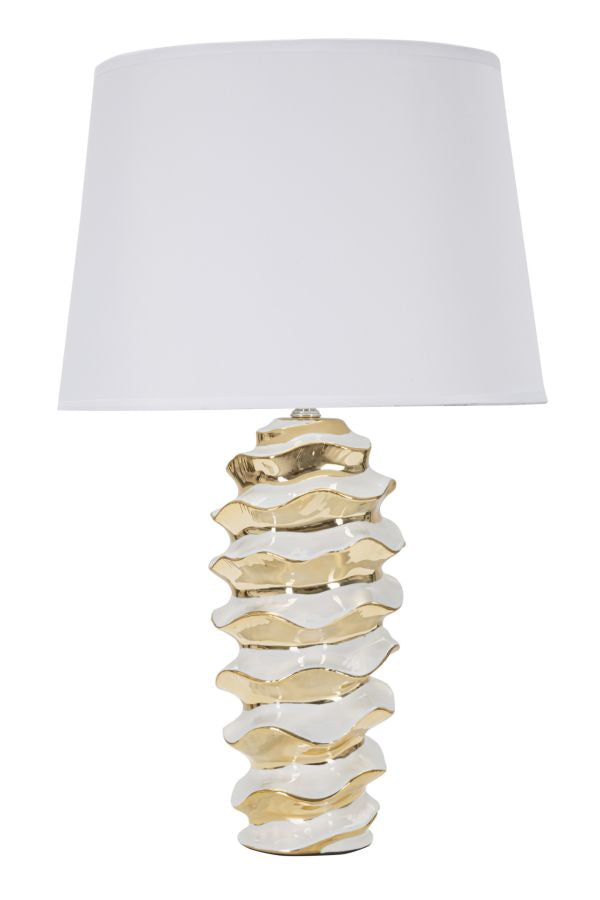 Lampada da Tavolo Glam Space 33x53x33 cm in Ceramica Bianco/Oro acquista