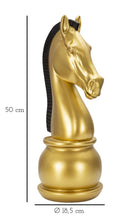 Cavallo da Scacchi 18,5x50x18,5 cm in Poliresina Oro/Nero-9