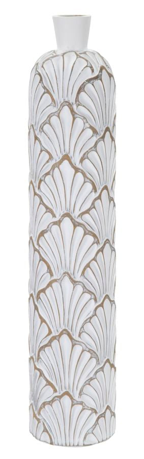 sconto Vase haut Panama 15,5x74x15,5 cm en polyrésine blanche