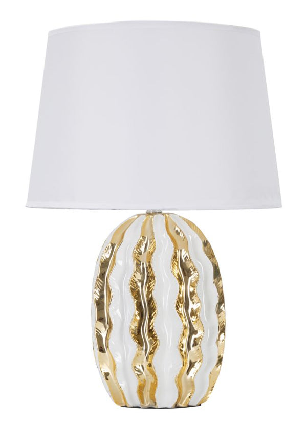 Lampada da Tavolo Glam Stary 33x48x33 cm in Ceramica Bianco/Oro sconto