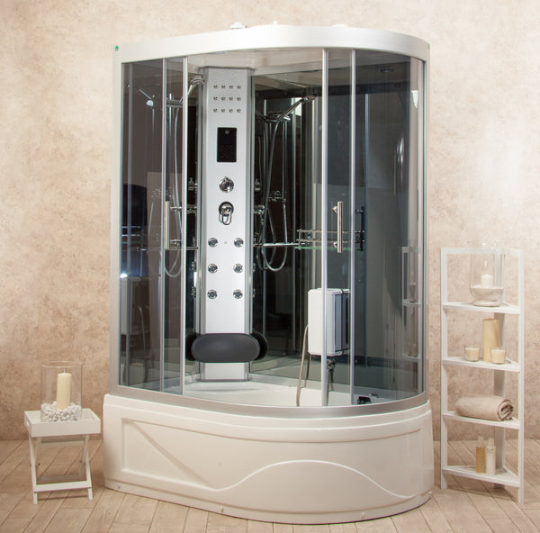 online Cabine de douche Baignoire d'hydromassage Sauna et bain turc Entrée à gauche 115x90cm Vorich Florence2