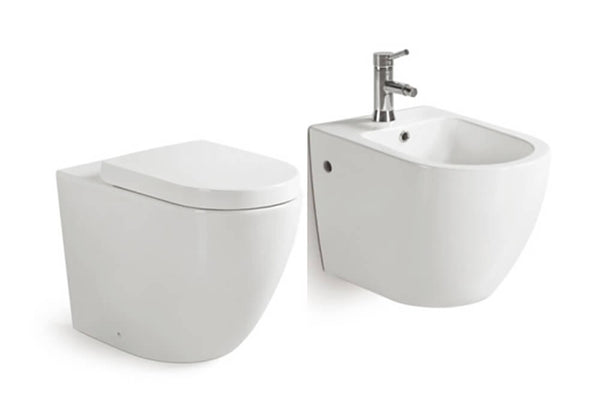 online Paire d'Appareils Sanitaires WC et Bidet Céramique Mural 36,5x56x41 cm Vorich Vortix Blanc
